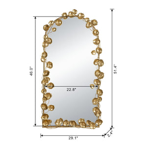 Full Length Arched Wall Mirror With en Leaf Accents Decorative Mirror For Living Room Bedroom - Gold