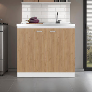 Salento Freestanding Sink, Double Door Cabinet, Two Shelves