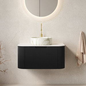 DINA 30" Bathroom Vanity & Sink with Floating Curved Edges