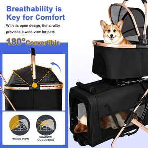 Double Pet Stroller for Small and Medium Dogs and Cats