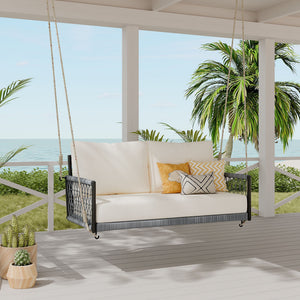 Outdoor Swing Sofa With Soft Cushions For Patio - Beige