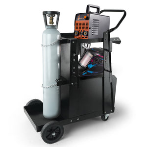 Welding Cart, 2-Tier Heavy Duty Welder Cart with Lockable Cabinet