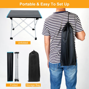 Folding Camping Table Aluminum Alloy Portable Desk Collapsible Outdoor Lightweight Picnic Table w/ Carry Bag For Camping Beach Backpacking Fishing Tra