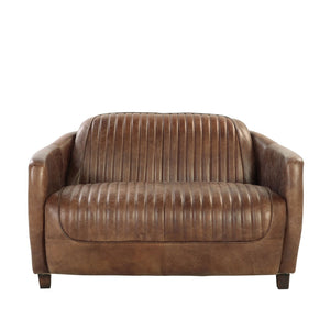 Brancaster Grain Leather Loveseat - Brown