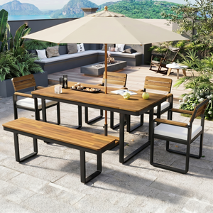 6-Piece Outdoor Dining Set with Acacia Wood