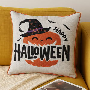 Embroidered Halloween Pumpkin Accent Pillow
