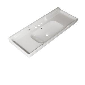 VICI 48" Bathroom Ceramic Basin with 3 Pre-Drilled Holes