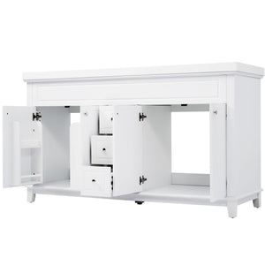 Bathroom Vanity With Double Sinks, 3 Drawers & 4 Doors - White
