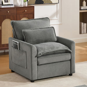 Modern Single Seat Accent Chair With Side Storage Pockets