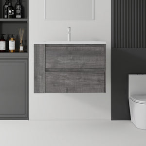 30 Inch Floating Bathroom Vanity with Sink, Soft-Close Drawer, Ceramic Sink, Plywood