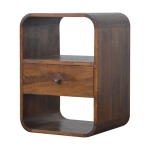 Solid Wood Chestnut Curved Edge Nightstand
