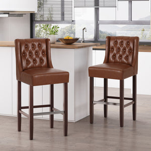 Solstara Upholstered Dining Barstool with Button Tufted and Wing Back