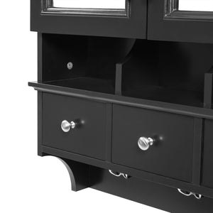 Modern Bathroom Mirror Cabinet With Drawers, Organizer Hooks, And High-Definition Mirrors