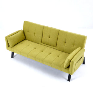 Sofa Bed With Foldable Design And Cup Holder - Green