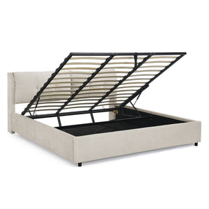 Storage Upholstered Hydraulic Platform Bed With Integrated Headboard
