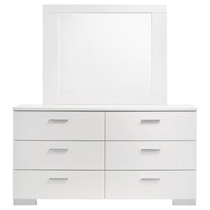 Dulcey - 6 Drawer Dresser With Mirror - Gloss White