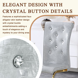 Elegant Design Alligator Skin Upholstered Dining Chairs