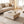 Modern Faux Travertine Coffee Table with 2 Drawers