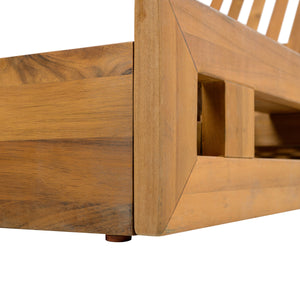 Acacia Wood Adjustable Lounge Chair, Teak Finish