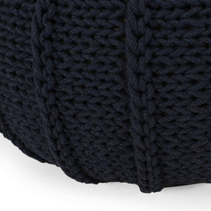 Bordeaux Knitted Cotton Round Pouf Ottoman and Floor Cushion