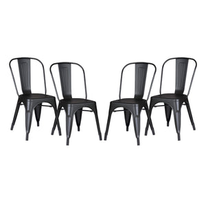Set of 4 Stackable Metal Dining Chairs