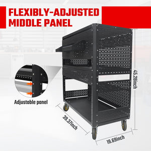3-Tier DIY Detachable Utility Cart With Steel Pegboard