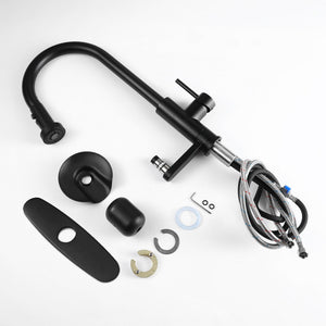3 In 1 Kitchen Faucet With Press Type Glass Rinser, High Arc Pull Down Sprayer