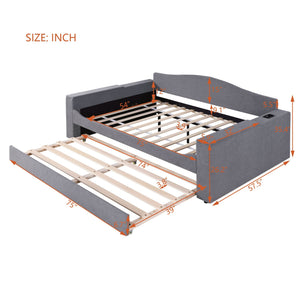 Upholstered Daybed With Storage Armrests, Trundle And Latest Integrated tooth Audio System