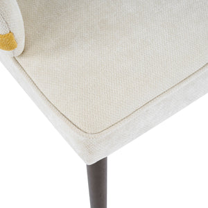 Indoor Dining Chair Set of 2 with Sturdy Frame - Beige / Yellow