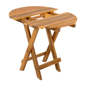 Patio Conversation Set with Foldable Acacia Wood Side Table and Cushions
