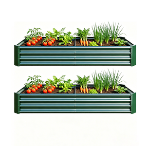 Premium Galvanized Metal Raised Garden Bed Set of 2