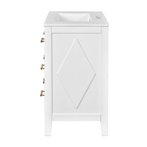 Retro Bathroom Vanity With Sink Combo, Free Standing Single Set With 3 Drawers