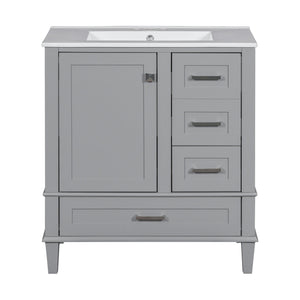 Bathroom Vanity, Modern Bathroom Cabinet With Sink Combo Set, Bathroom Storage Cabinet With A Soft Closing Door And 3 Drawers, Solid Wood Frame