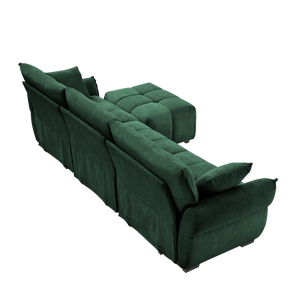 Three-Seater Sofa Set With Ottoman And Pillows
