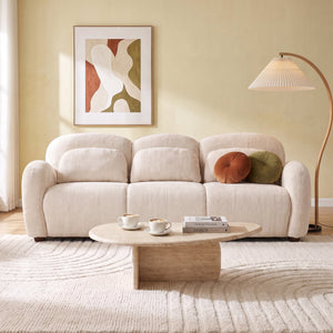 78 in. Modern 3 Seater Boucle Sofa Upholstered Couch with 3 Pillows