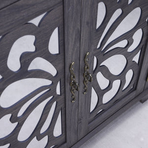 Elegant Sideboard With 2 Acrylic Mirrored Doors, Adjustable Shelf Storage