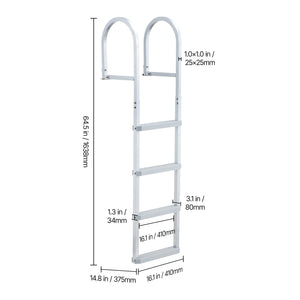 Removable Dock Ladder, 4 Steps, Aluminum Alloy Pontoon Boat Swim Ladder