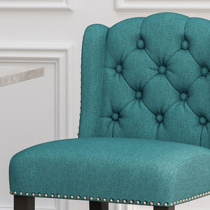 Vienna Fabric Tufted Counter Stool With Nailhead Accents (Set of 2)