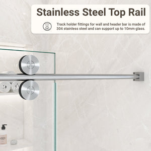 56-60"W x 72"H Frameless Sliding Shower Door – Clear Tempered Glass