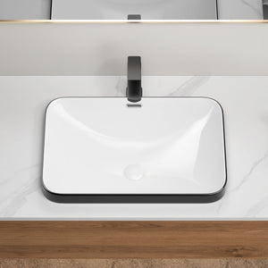 Undermount Bathroom Sink, Vessel Basin For Vanity Countertop - Black White