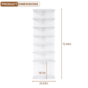 7 Tier Square Rotating Shoe Rack Tower With 360° Spinning Organizer - White