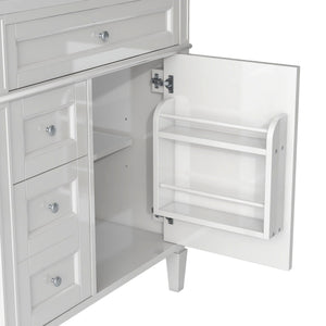 Bathroom Vanity With Medicine Cabinet, Royal Mirror Cabinet, Modern Bathroom Storage Cabinet With 2 Soft Closing Doors And 4 Drawers