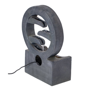 26.77'H Gray Circular Polyresin Outdoor Water Fountain with LED Light
