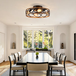 19-Inch 7-Blade Caged Flush Mount Ceiling Fan with Remote Control