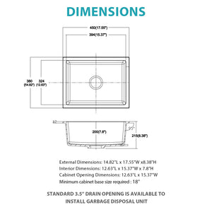 Quartz Composite Undermount Single Bowl Kitchen Sink