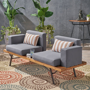 Outdoor Sofa With Cushions And Iron Legs - Dark Gray