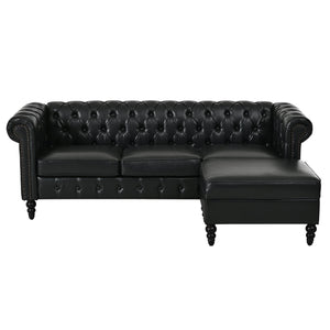 U-style 85" Modern 4-Seater L-Shaped Sectional Sofa with Storage Ottoman
