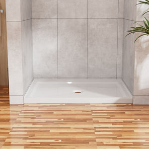 Shower Base Anti Slip Center Drain Single Threshold 32" X 48" - White