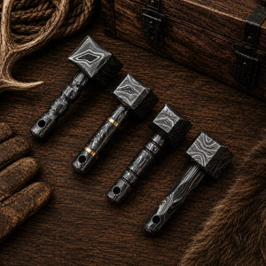 Mini Mjölnir Damascus Hammer Pendant – Handcrafted Norse Gift