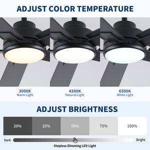 Reversible Motor Integrated LED Dimmable Ceiling Fan With Light